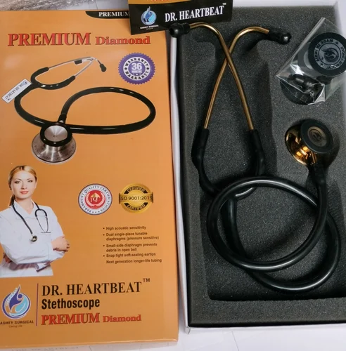 Dr. Heartbeat Premium Diamond Black Golden Sthethoscope