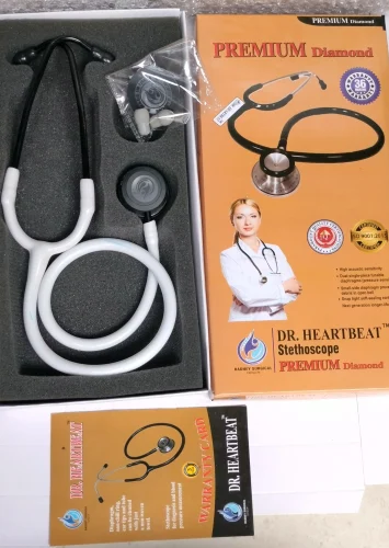 Dr. Heartbeat Premium Diamond White & Black Sthethoscope